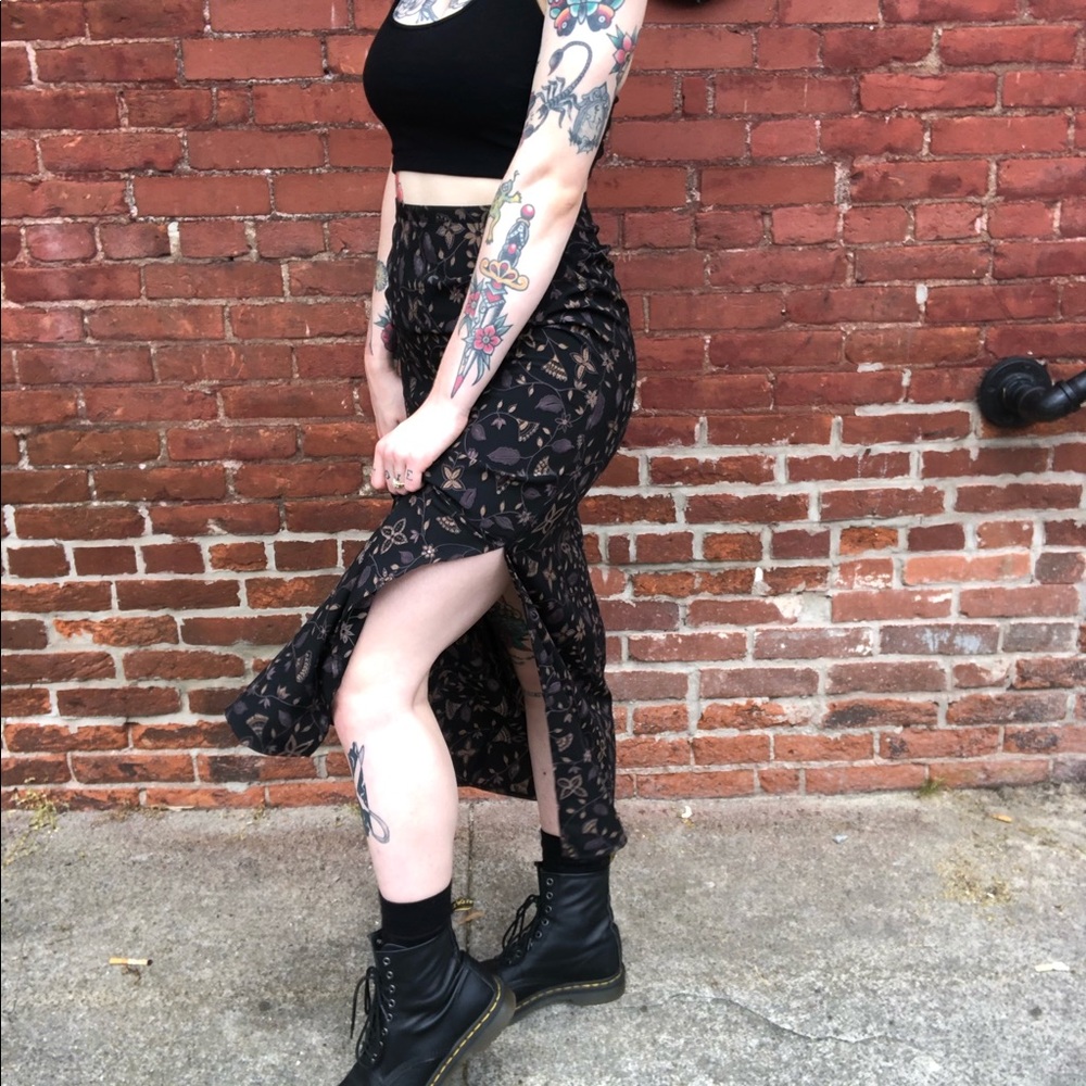 Vintage High Slit Maxi Skirt